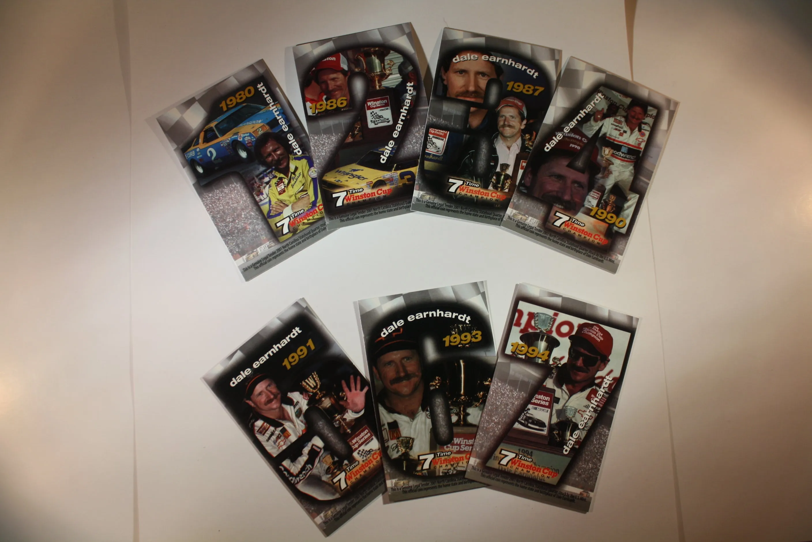 2001 DALE EARNHARDT 7 Card Set - Jumbo Size Proofs - 7-Time Winston Cup Champion