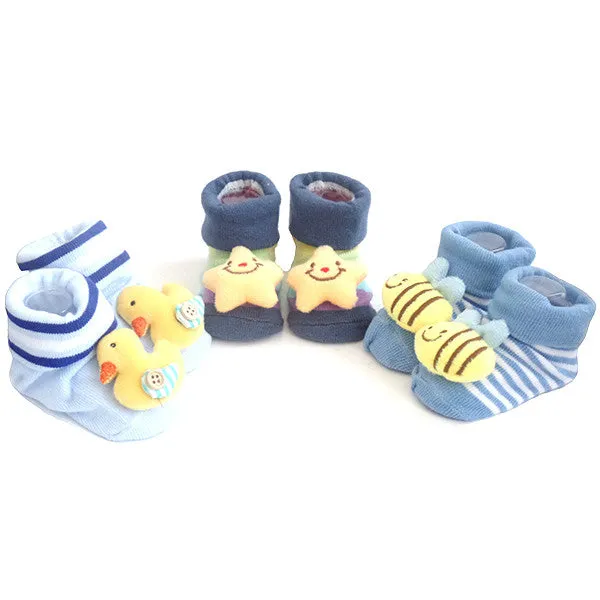 3 Pack Cute Infant Baby 3D Socks Slippers