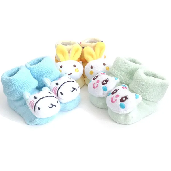 3 Pack Cute Infant Baby 3D Socks Slippers