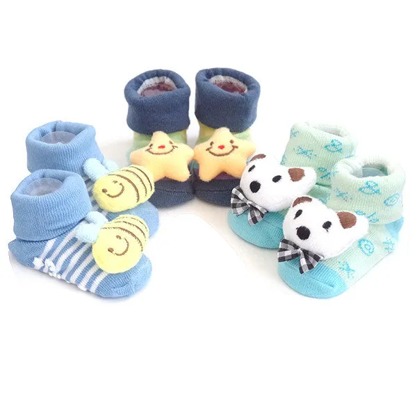 3 Pack Cute Infant Baby 3D Socks Slippers