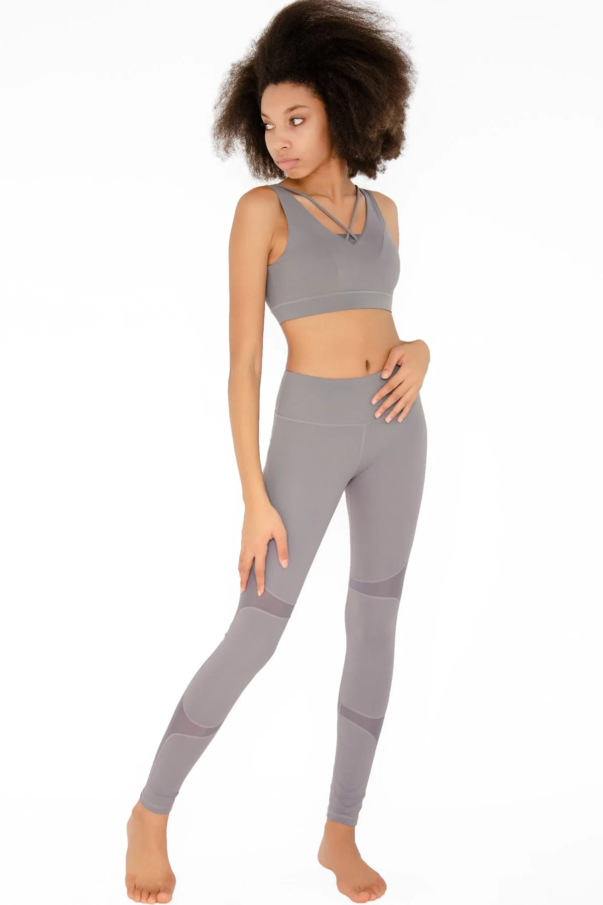 4 for $54 - Silver Grey Kelly Strappy Open-Back Padded Sports Bra - Women