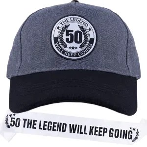 50th Birthday Hat for Men, 50th Birthday Cap for Him, 50th Birthday Hat and Sash Men, 50