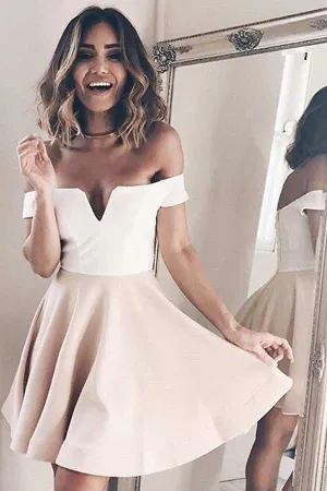 A-Line Off-the-Shoulder Short Prom Homecoming Party Dress  PD036