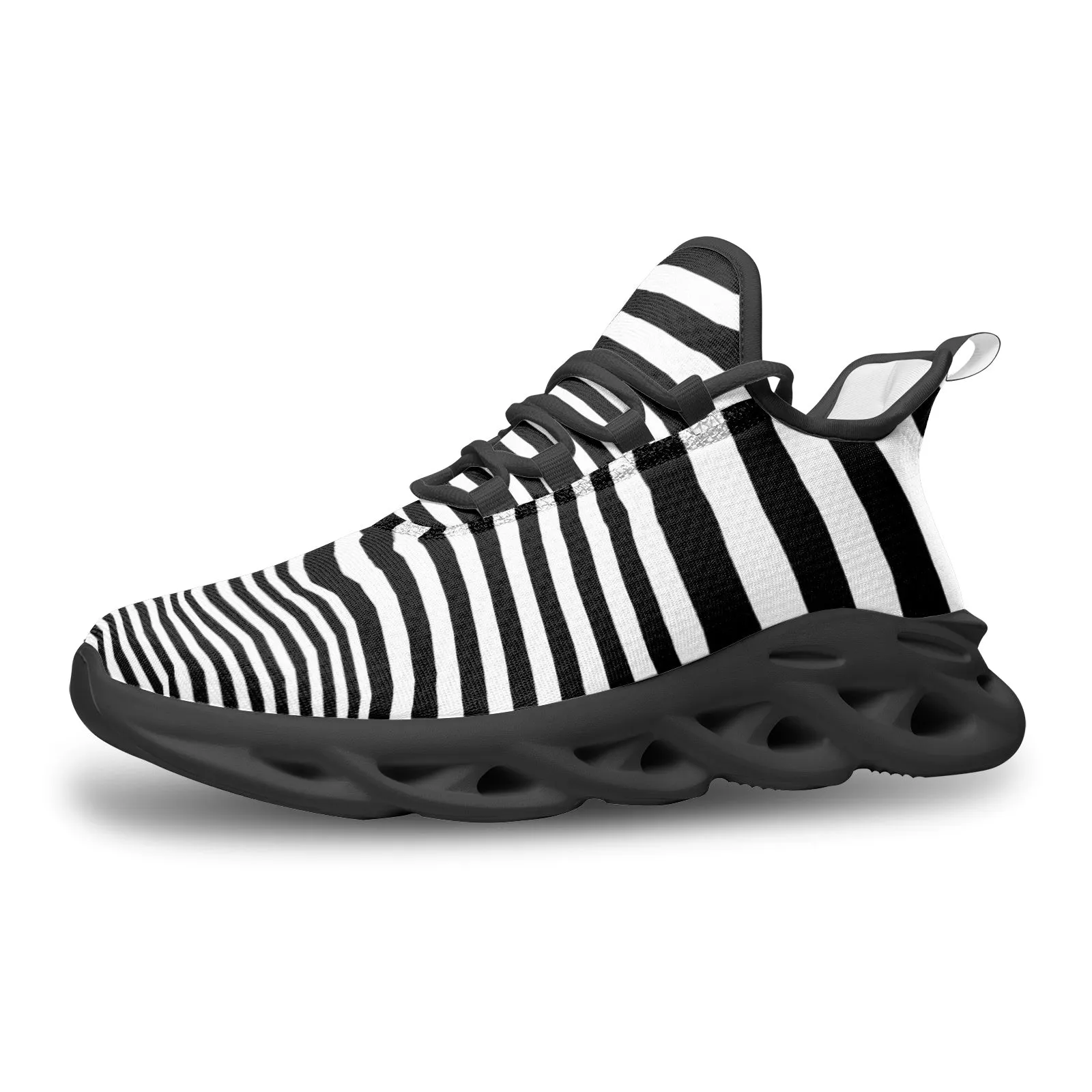 Abstract Zebra Unisex Bounce Mesh Knit Sneakers