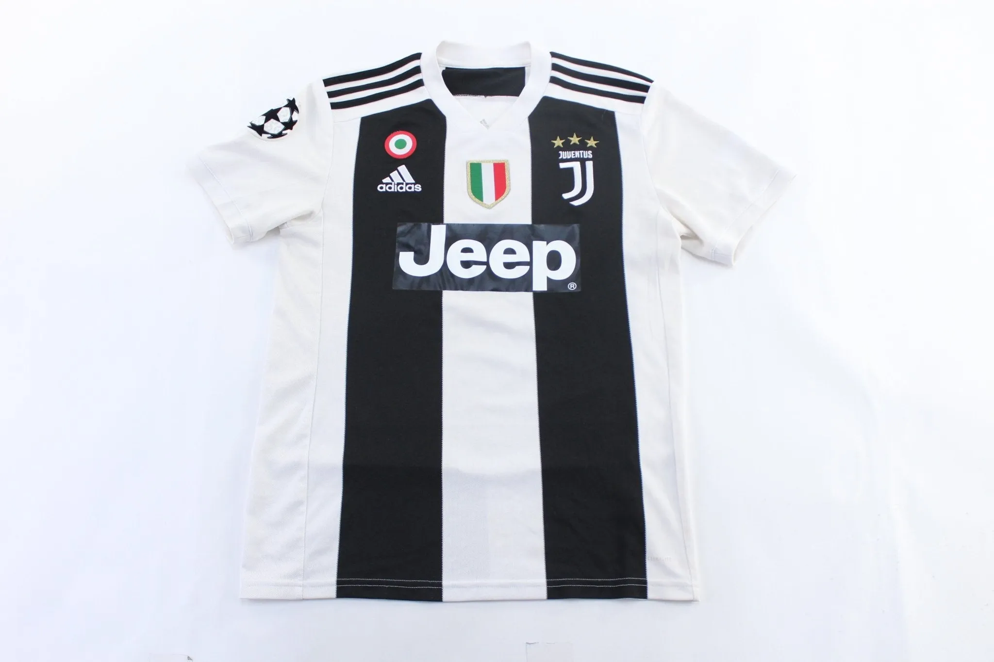 Adidas Embroidered Logo Juventus Striped Soccer Jersey