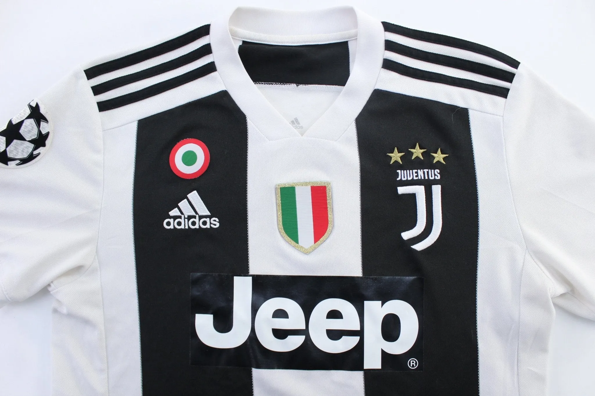 Adidas Embroidered Logo Juventus Striped Soccer Jersey