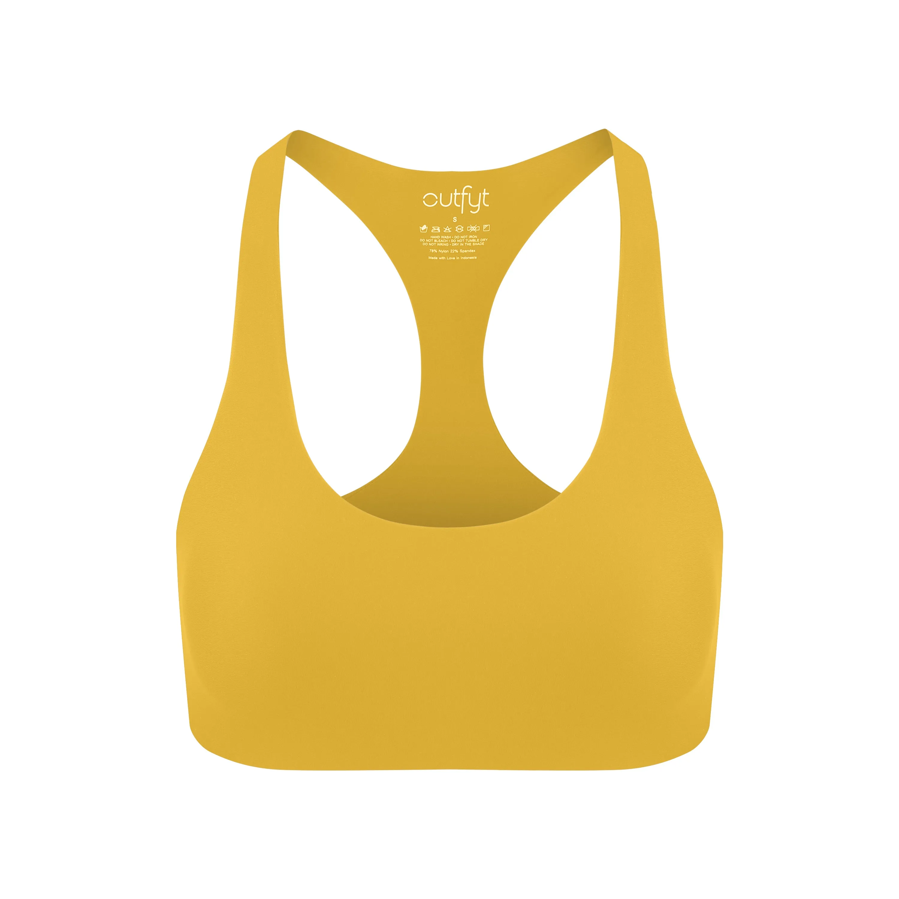 Alva Racerback Sports Bra | Recycled Nylon | Mustard