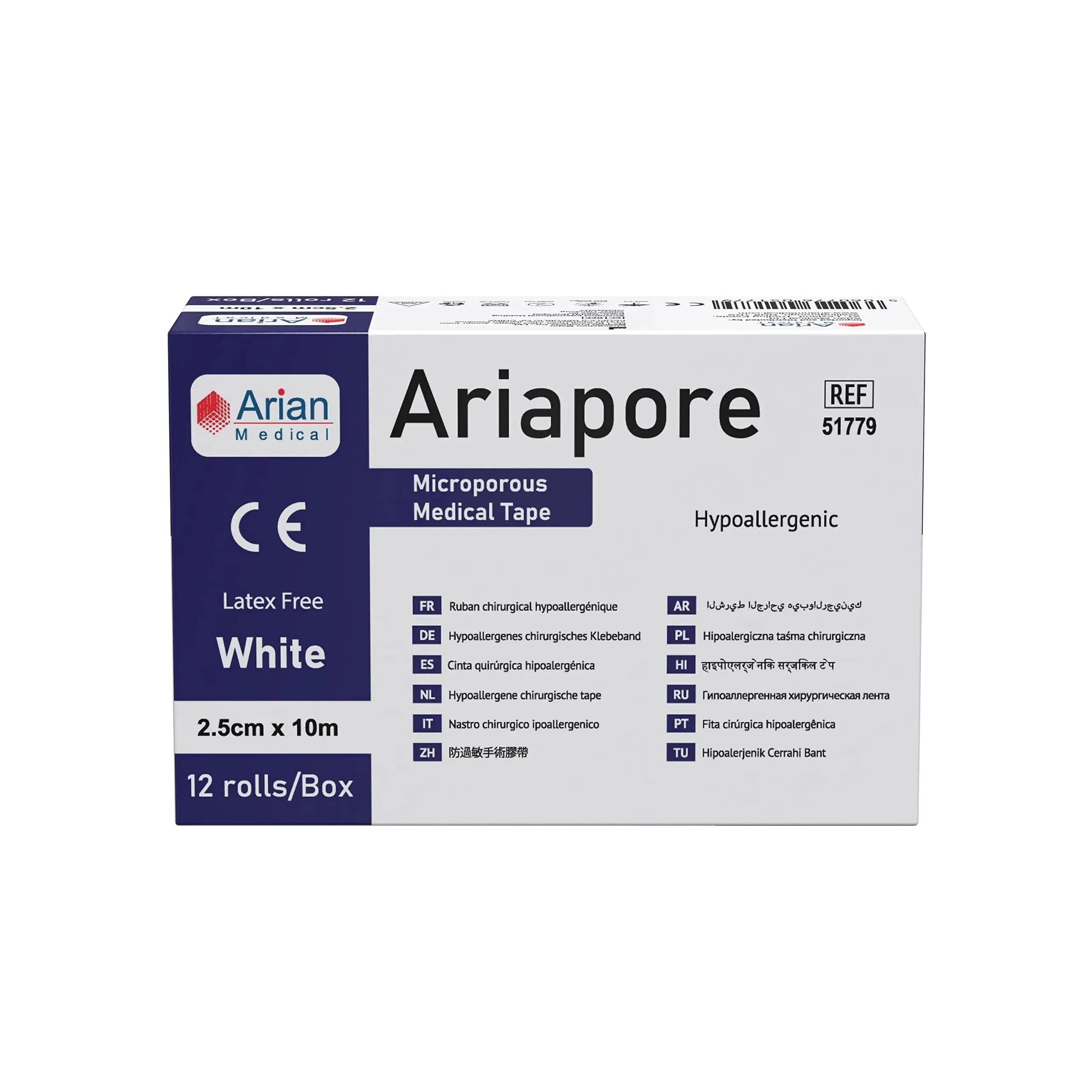 Ariapore Micropore Tape Surgical and Sports Tape 2.5cm X 10m - 12 Rolls