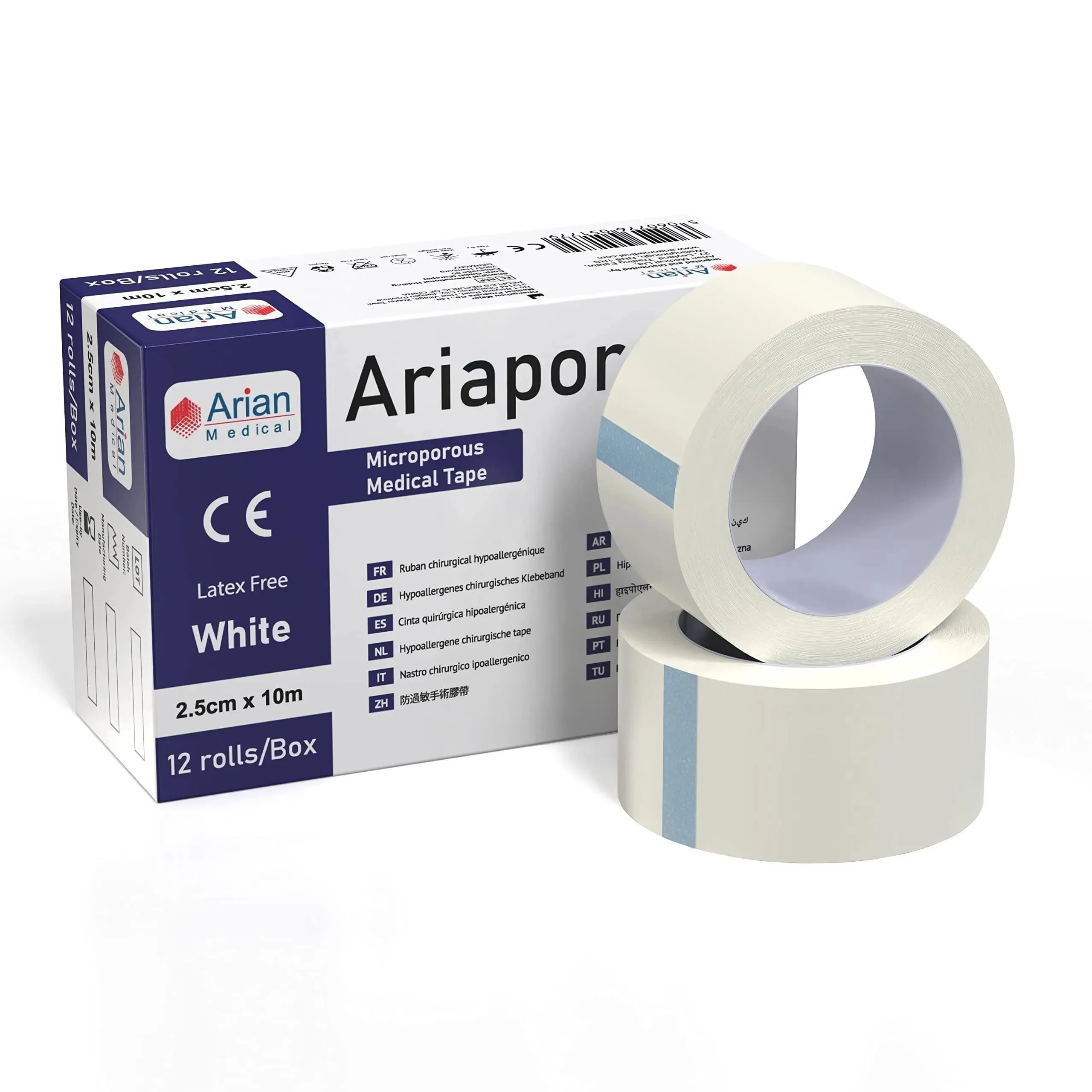 Ariapore Micropore Tape Surgical and Sports Tape 2.5cm X 10m - 12 Rolls