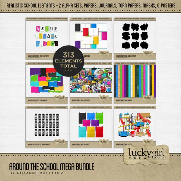 Around the School Locker Alpha Set Digital Scrapbook Kit