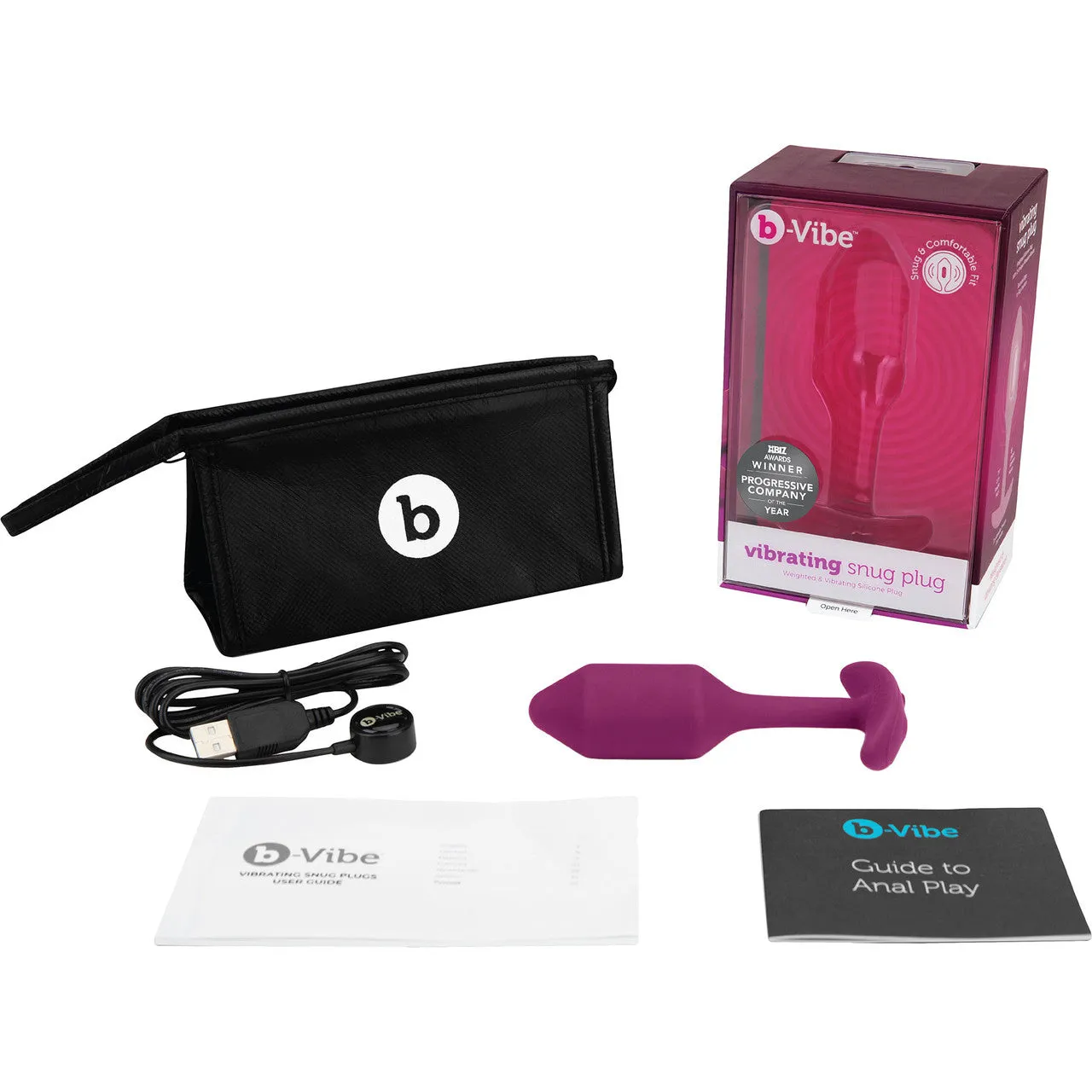 b-Vibe Vibrating Snug Plug 2 Rechargeable Silicone Anal Plug - Rose