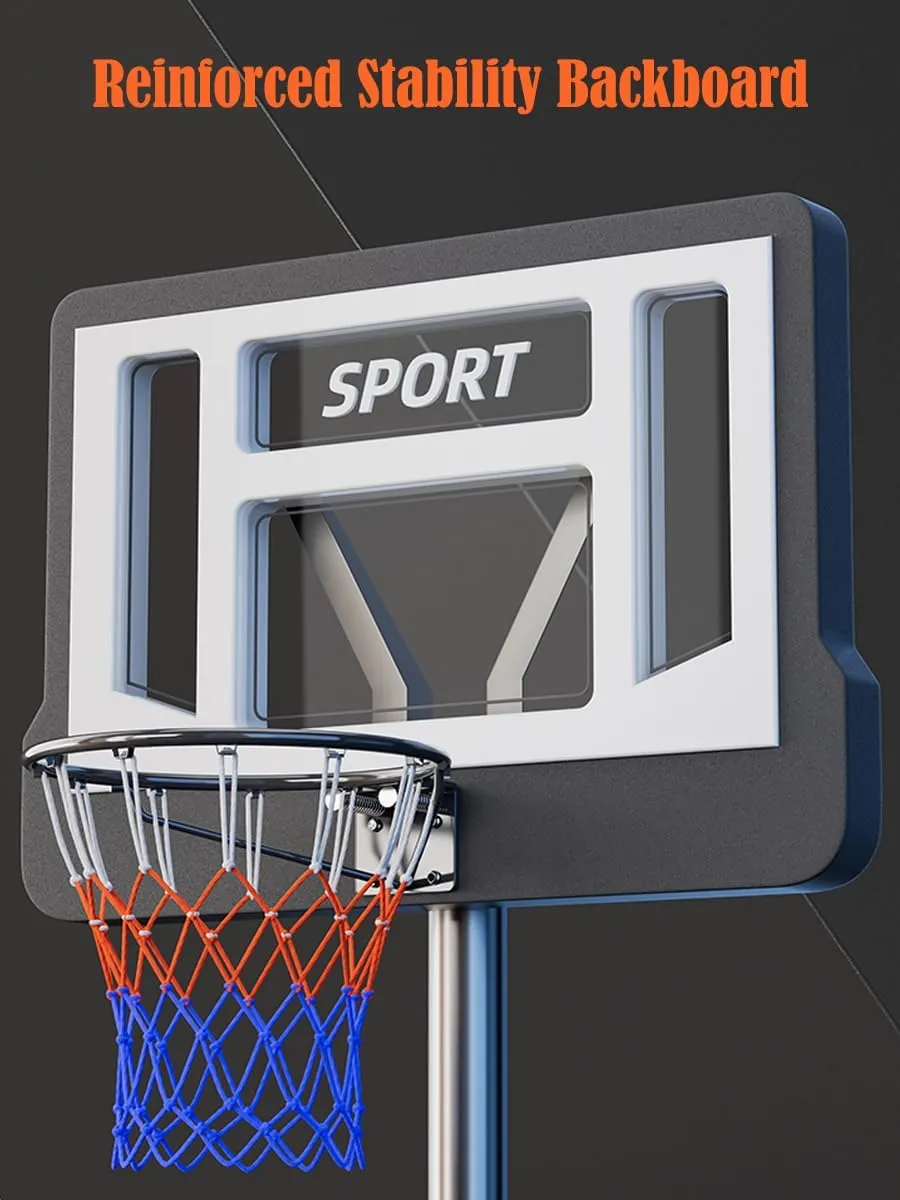 Basketball Hoop Outdoor 4.8-12ft Adjustable Height,16inch Shatterproof Backboard Basketball Hoop Goal System