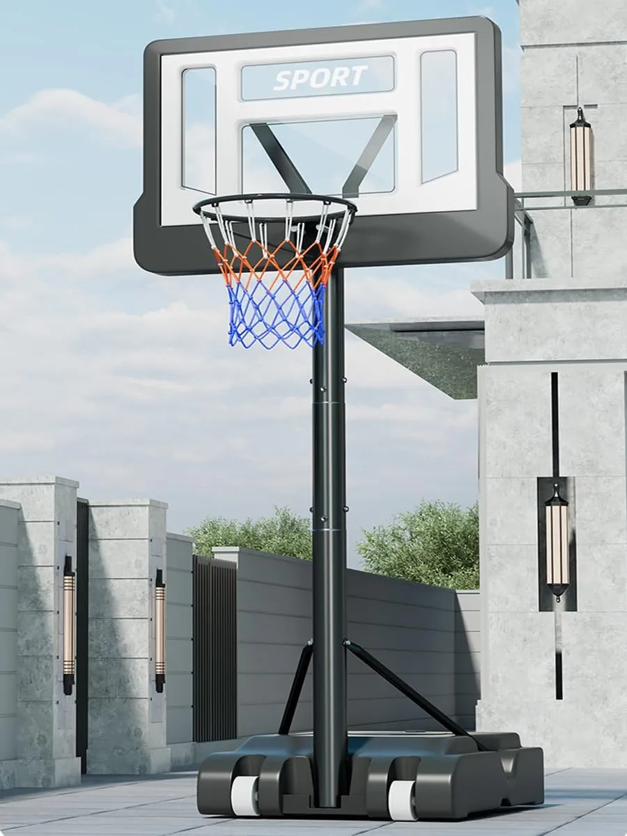 Basketball Hoop Outdoor 4.8-12ft Adjustable Height,16inch Shatterproof Backboard Basketball Hoop Goal System