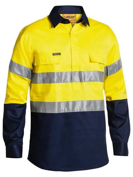 Bisley Taped Hi Vis Closed Front Drill Shirt - Long Sleeve (BTC6456)