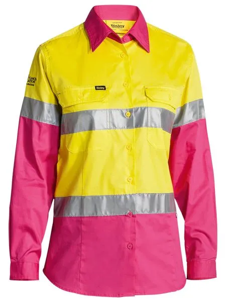 Bisley Women's Taped Hi Vis Cool Lightweight Drill Shirt -(BL6696T)