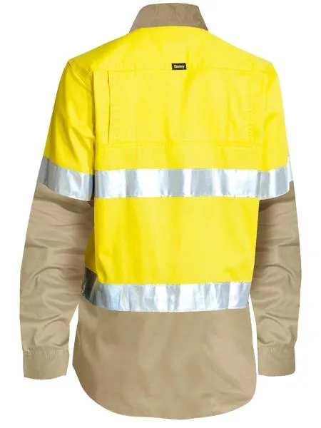 Bisley Women's Taped Hi Vis Cool Lightweight Drill Shirt -(BL6696T)