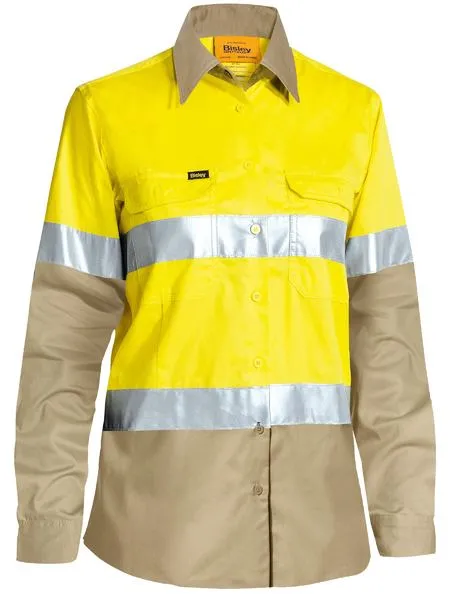 Bisley Women's Taped Hi Vis Cool Lightweight Drill Shirt -(BL6696T)