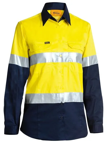 Bisley Women's Taped Hi Vis Cool Lightweight Drill Shirt -(BL6696T)