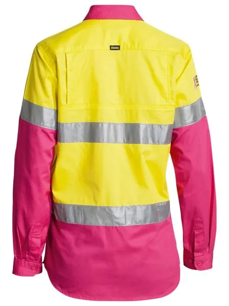 Bisley Women's Taped Hi Vis Cool Lightweight Drill Shirt -(BL6696T)