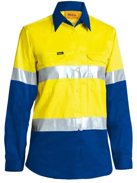 Bisley Women's Taped Hi Vis Cool Lightweight Drill Shirt -(BL6696T)