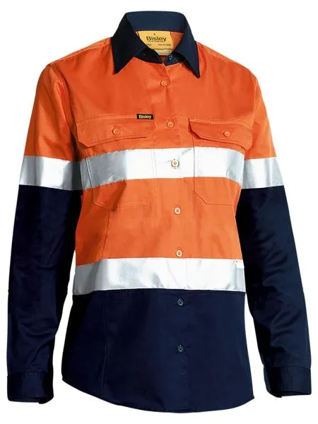 Bisley Women's Taped Hi Vis Cool Lightweight Drill Shirt -(BL6696T)