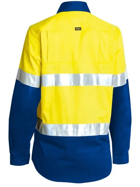 Bisley Women's Taped Hi Vis Cool Lightweight Drill Shirt -(BL6696T)