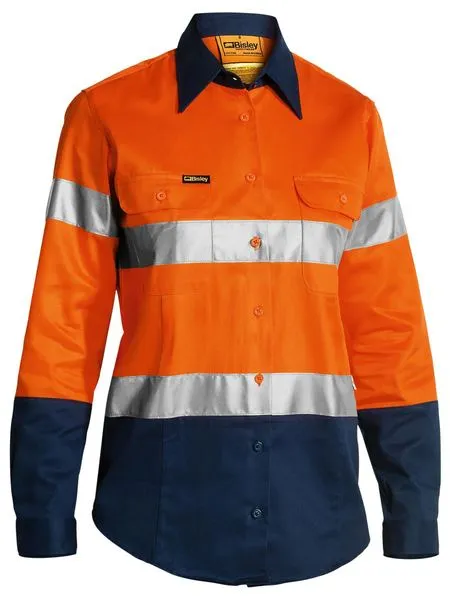 Bisley Women's Taped Hi Vis Drill Shirt - Long Sleeve-(BLT6456)