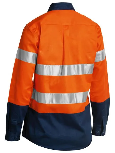 Bisley Women's Taped Hi Vis Drill Shirt - Long Sleeve-(BLT6456)