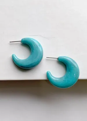 Bondi Acrylic Huggie Hoops - Turquoise