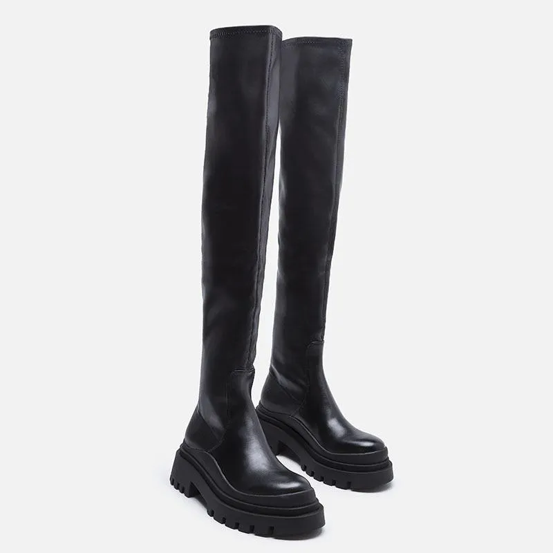 British Style Over-the-knee Thick-soled Boots