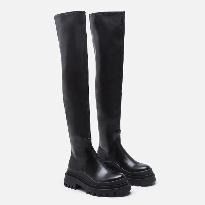 British Style Over-the-knee Thick-soled Boots