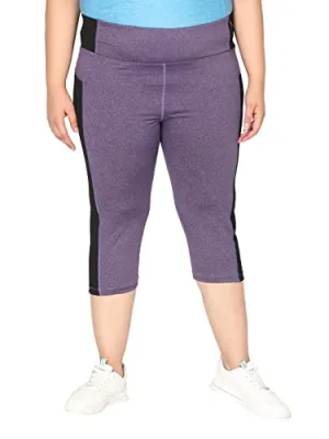 CHKOKKO Women Plus Size Yoga Gym Sport Workout Capri Self Purple XXL