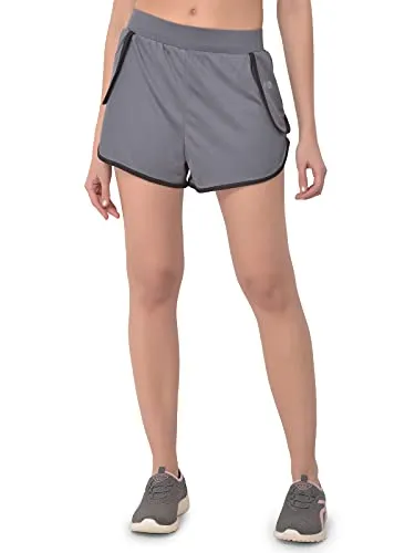 Clovia Women's Activewear Sports Shorts (AB0068P05_Grey_M)