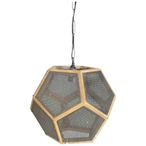 Cordell Pendant Light Brown Wood | Gray Metal