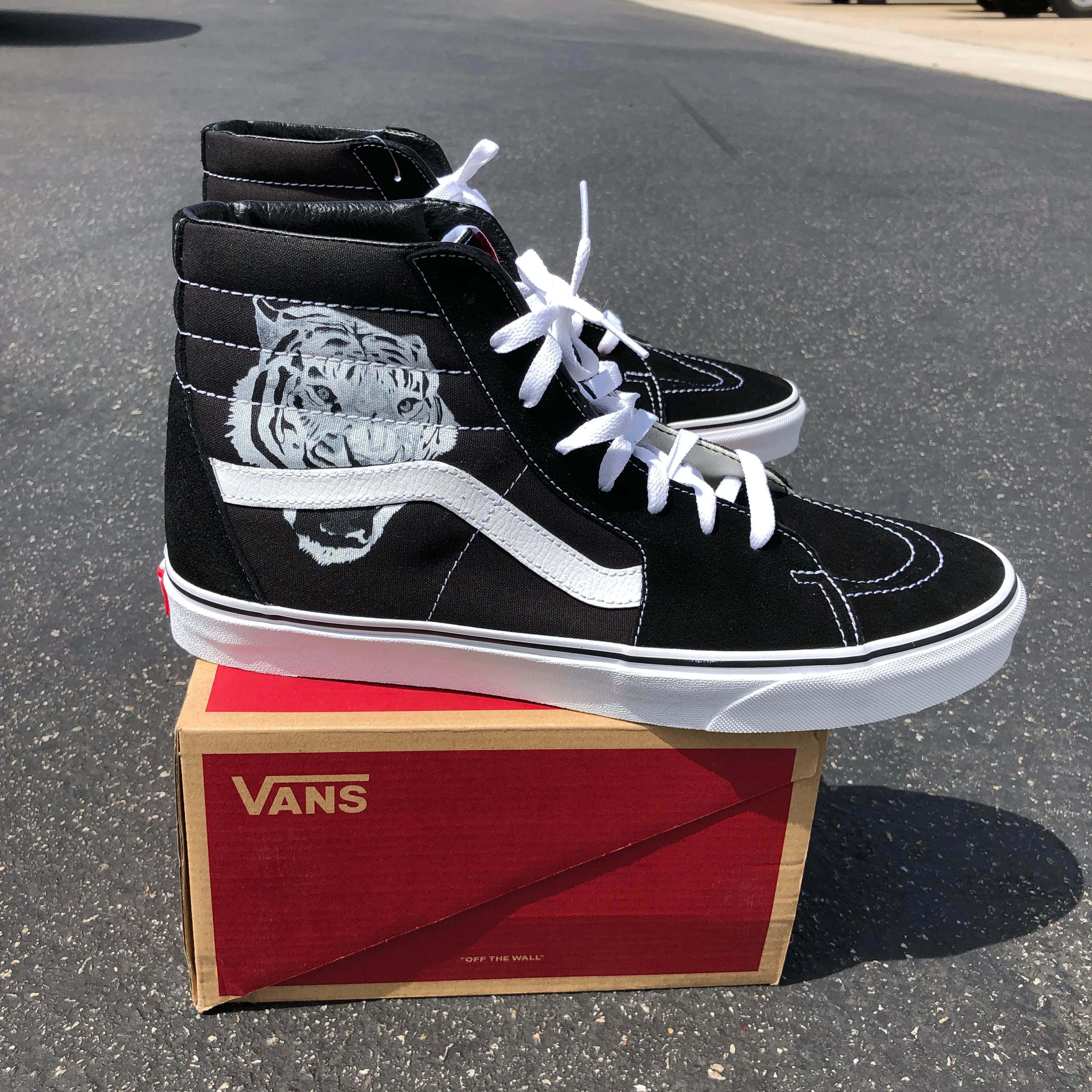 Custom Sk8 Hi Tiger Head - Custom Vans Shoes