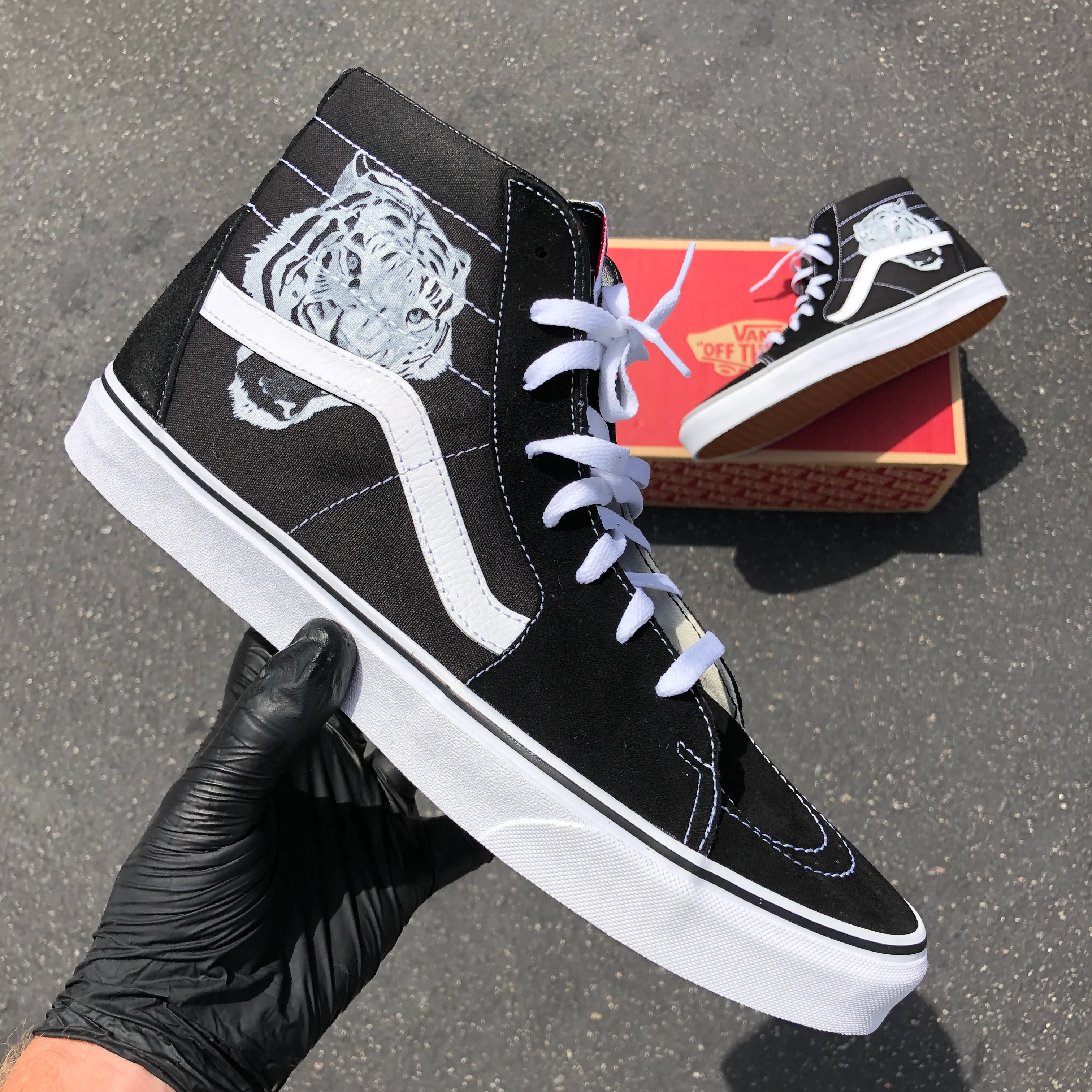 Custom Sk8 Hi Tiger Head - Custom Vans Shoes