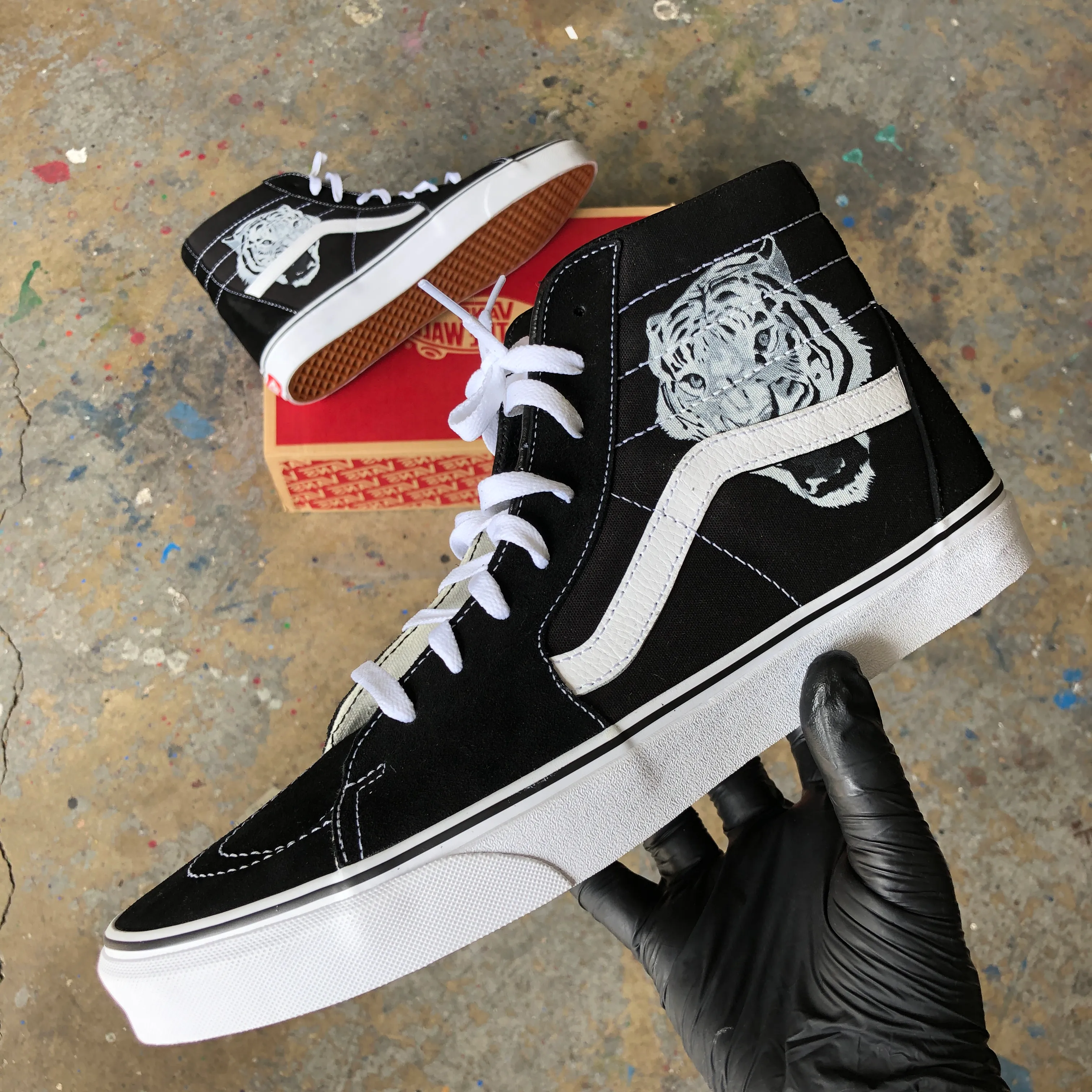 Custom Sk8 Hi Tiger Head - Custom Vans Shoes