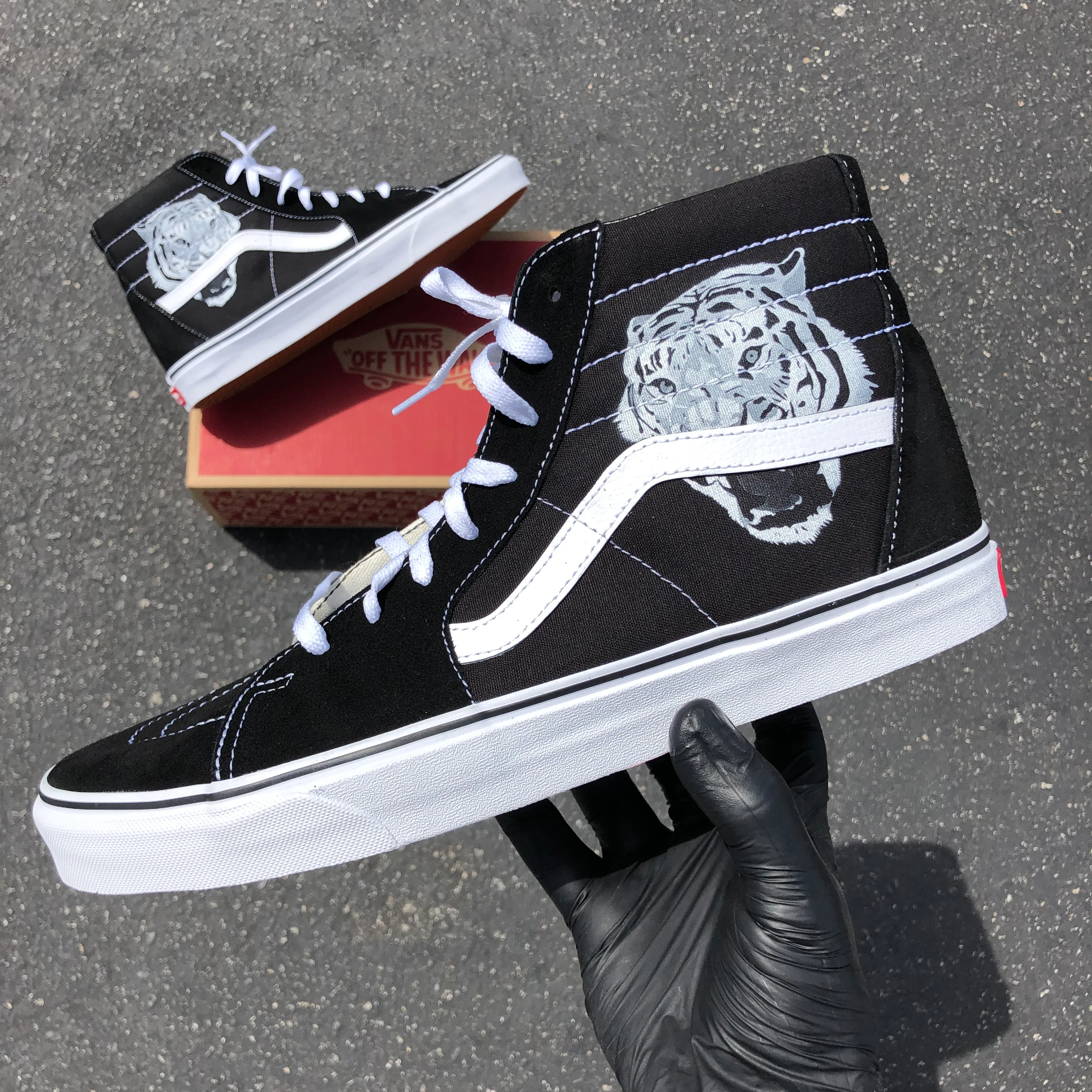 Custom Sk8 Hi Tiger Head - Custom Vans Shoes