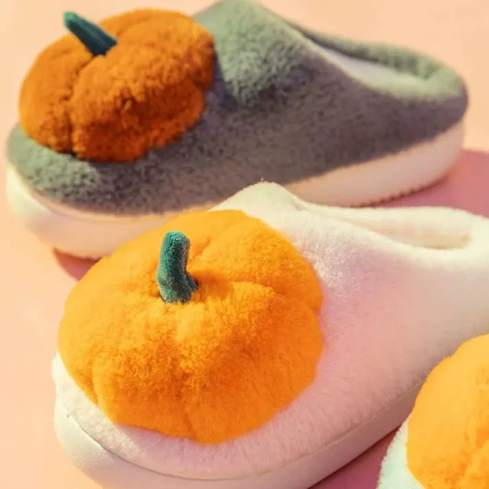 Cute Pumpkin Cartoon Cotton Slippers for Women