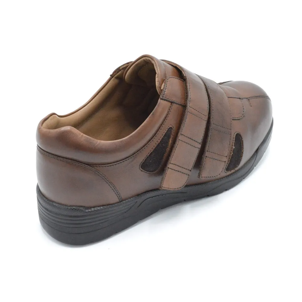 DB Darren - Mens Extra Wide Velcro Close Shoe - 6V (6E-8E) Fitting - Brown