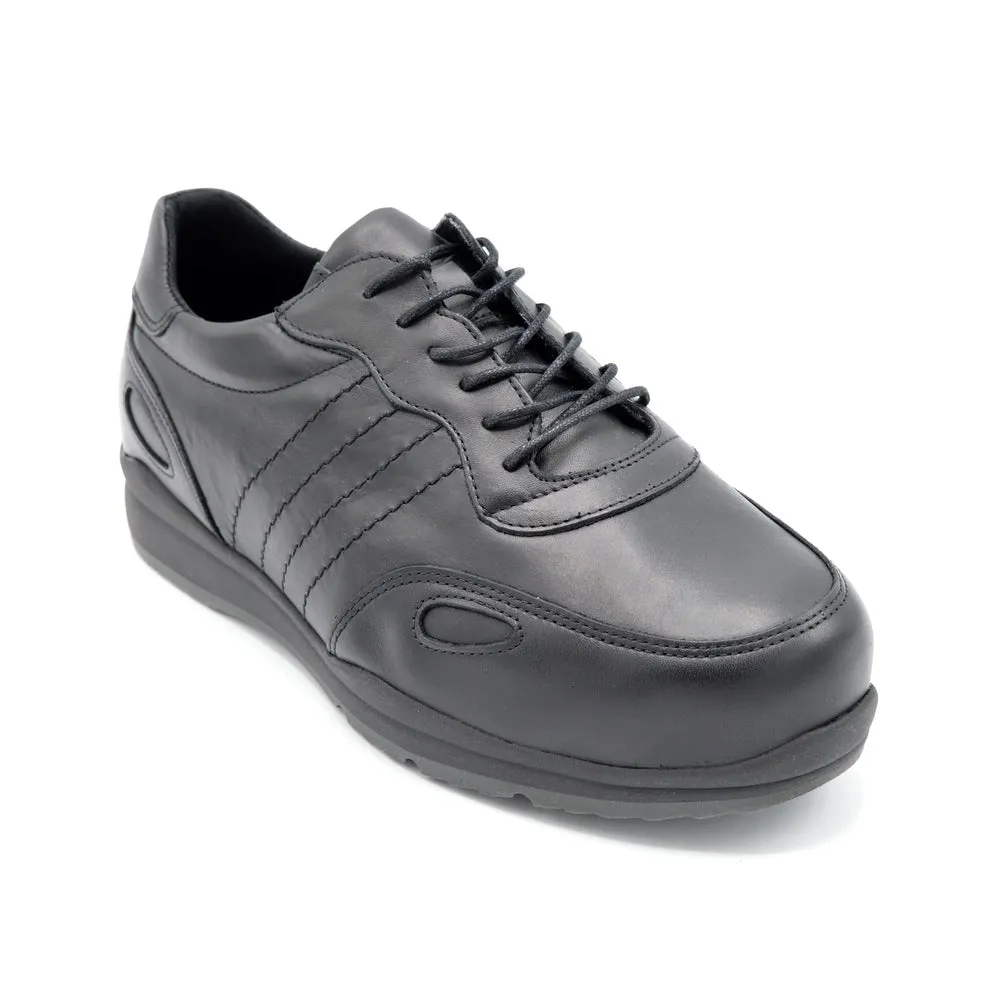 DB Seb - Mens Extra Wide Trainer - 2V and 6V Width Fittings - Black Leather