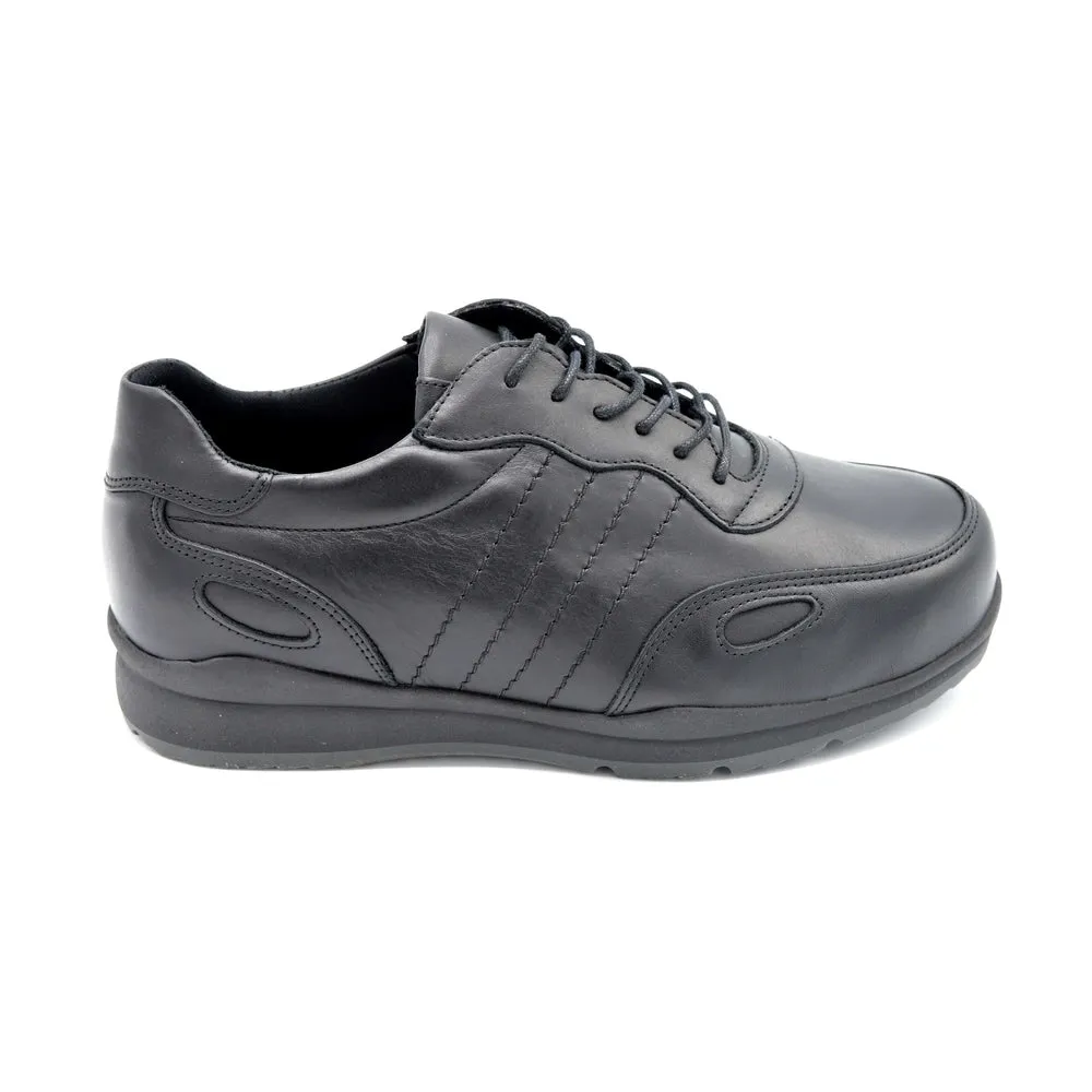 DB Seb - Mens Extra Wide Trainer - 2V and 6V Width Fittings - Black Leather