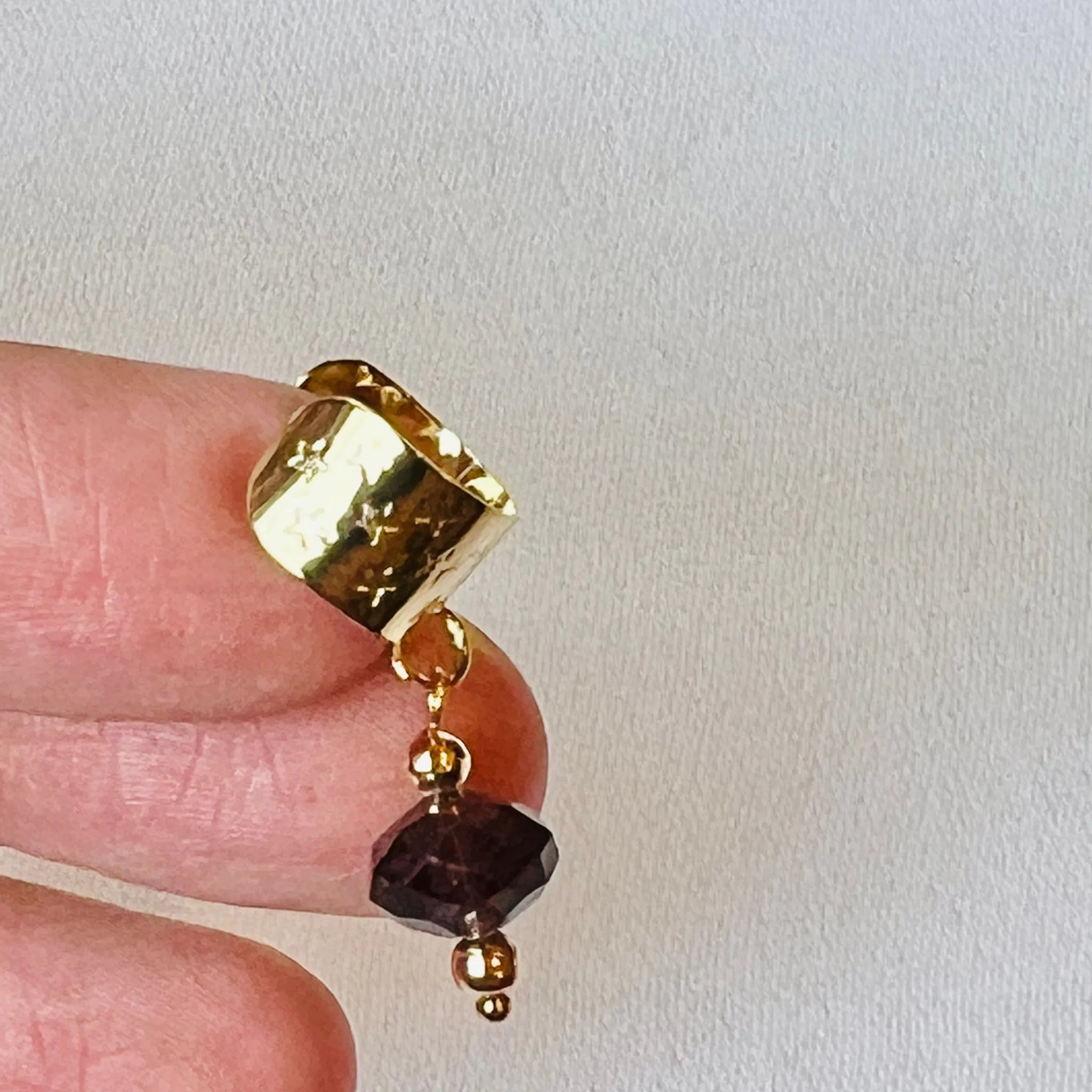 Deep Purple Fluorite Ear Cuff