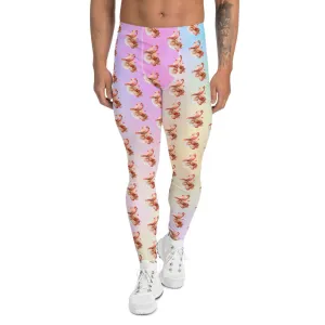 Dreamy Flamingo Men's Leggings, Pastel Cute Bird Print Meggings Run Tights-Made in USA/EU