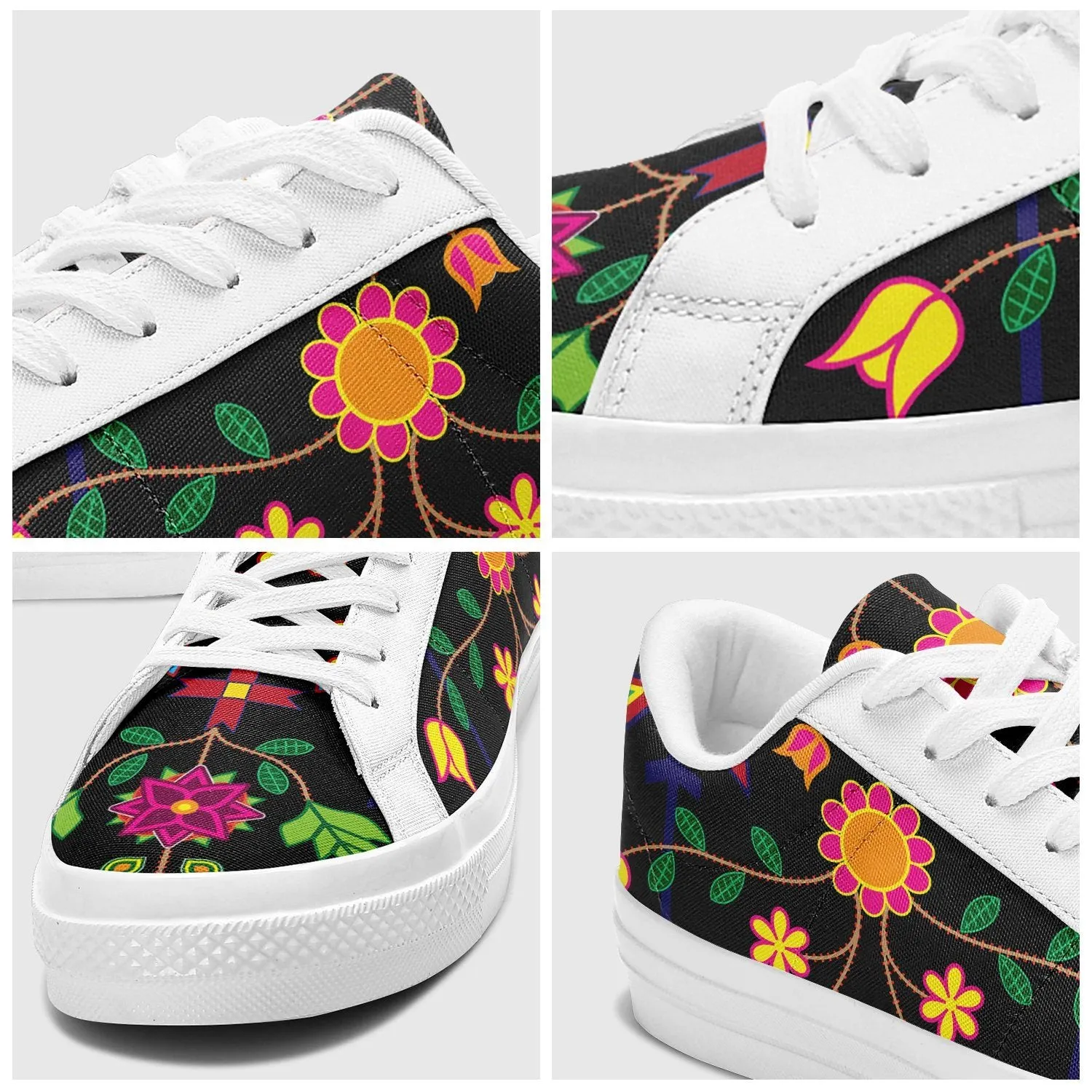 Floral Beadwork Aapisi Low Top Canvas Shoes White Sole