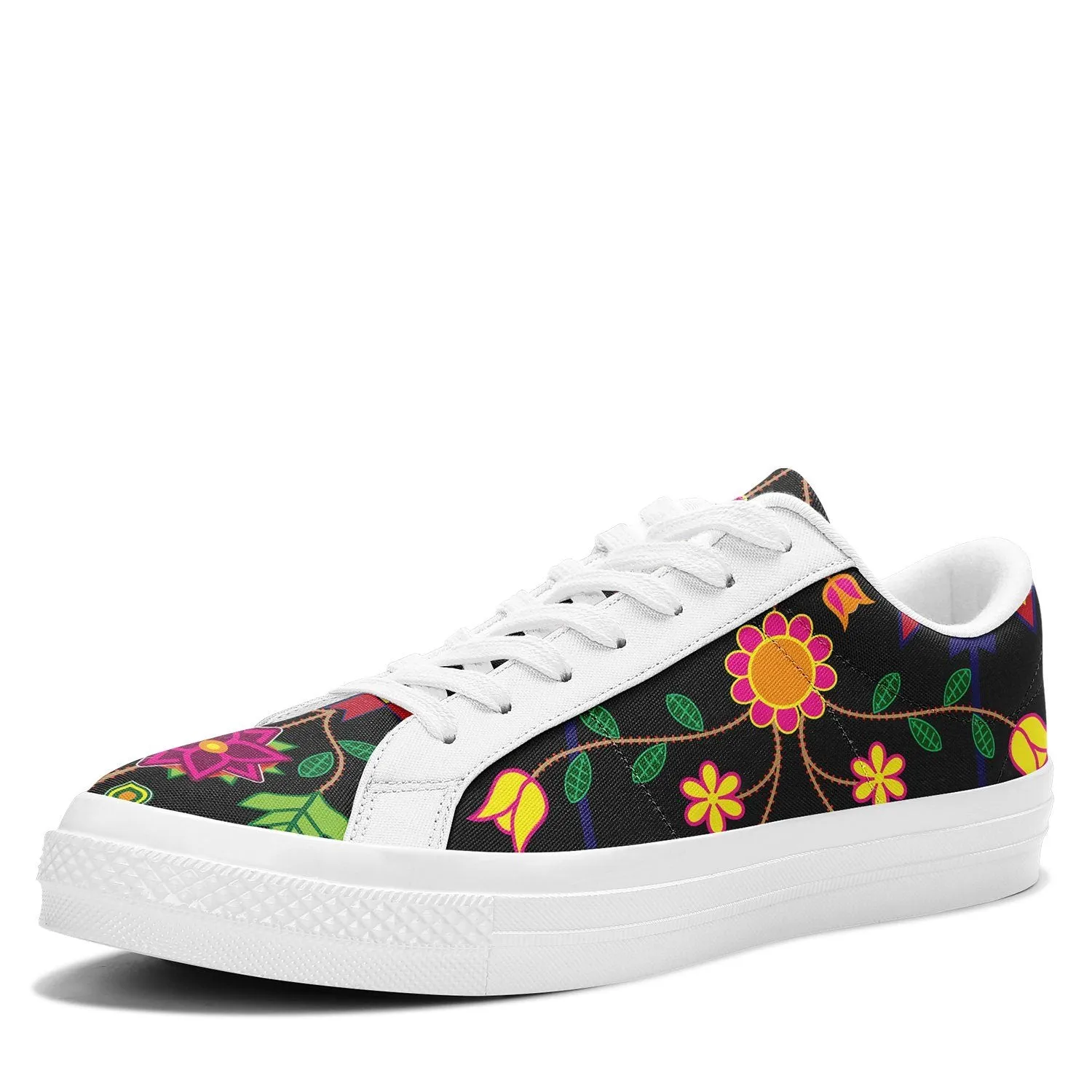 Floral Beadwork Aapisi Low Top Canvas Shoes White Sole