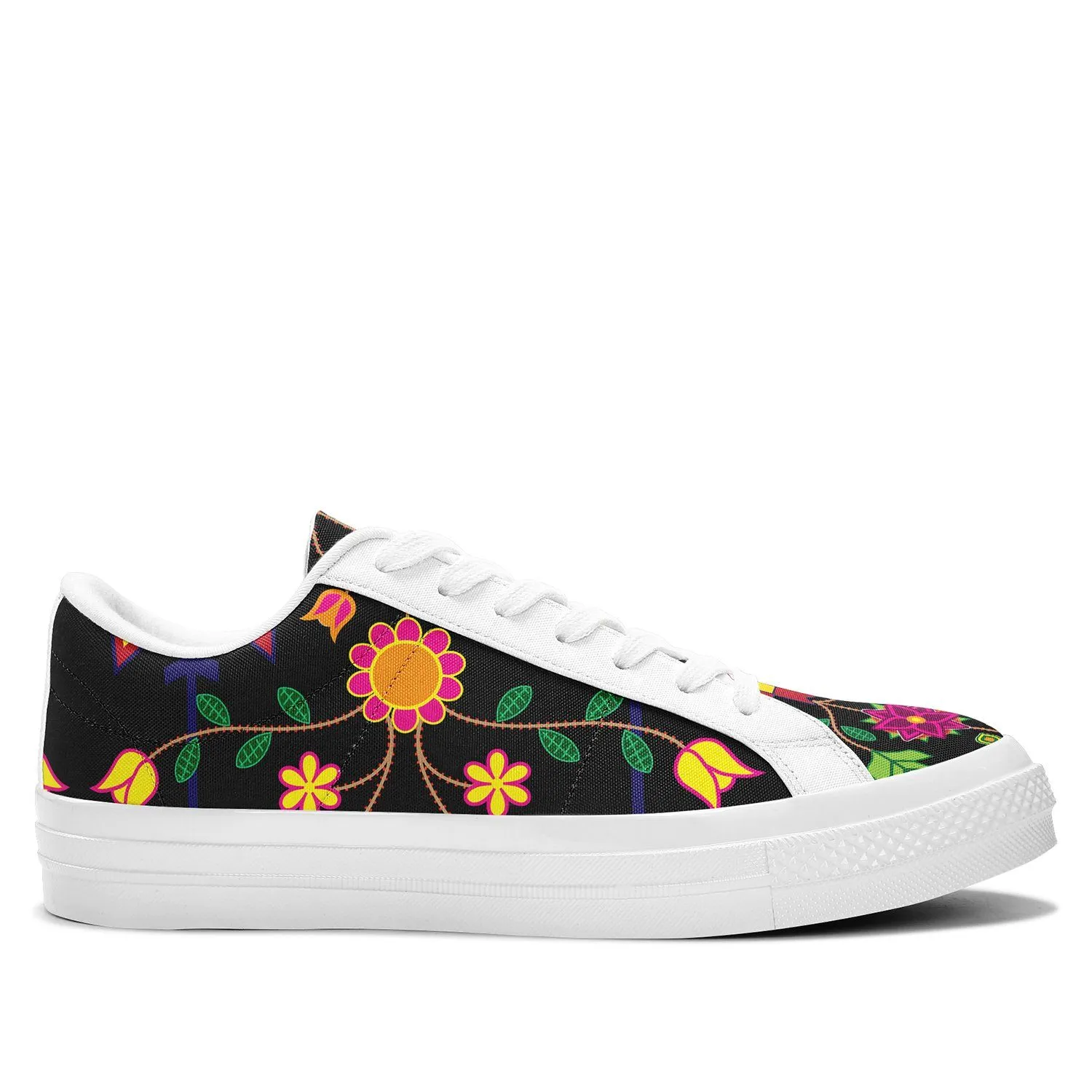 Floral Beadwork Aapisi Low Top Canvas Shoes White Sole