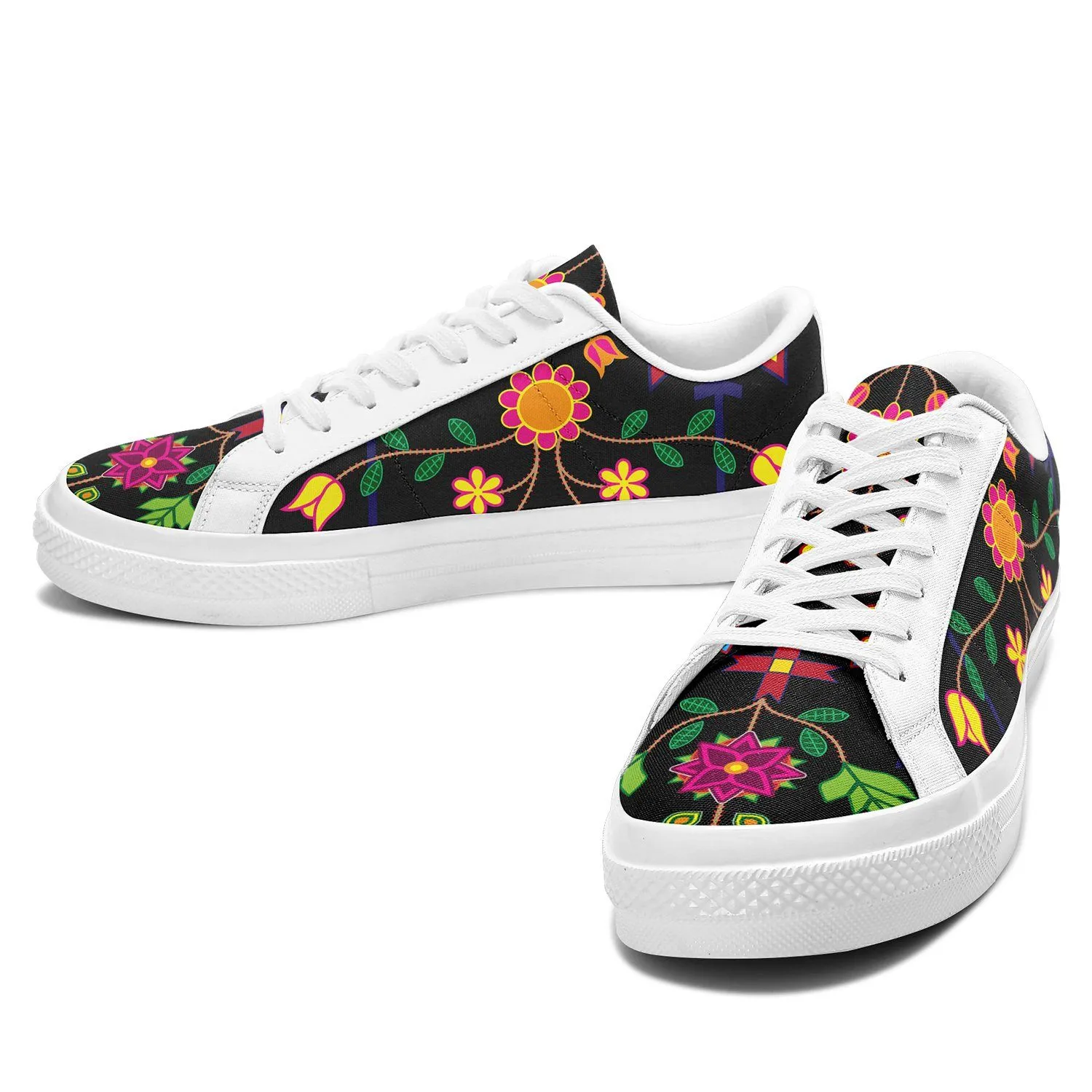 Floral Beadwork Aapisi Low Top Canvas Shoes White Sole