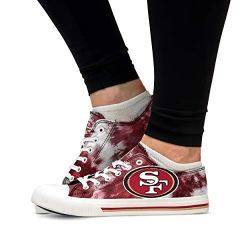 FOCO San Francisco 49ers NFL Womens Low Top Tie Dye Canvas Shoes - 10