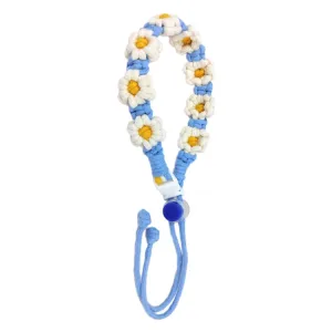 For 8-40oz Portable Sports Water Mug Lanyard Cup Cover Hand-Woven Cute Daisy Mug Strap(Blue)